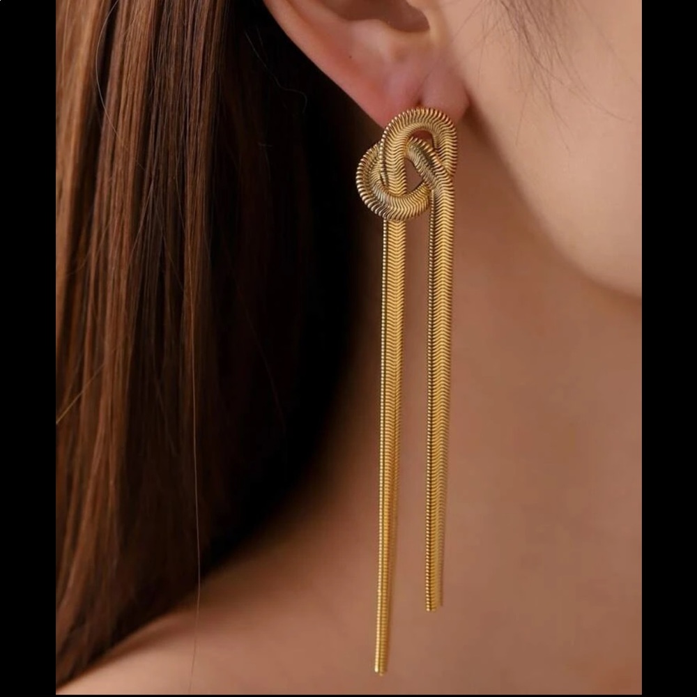 NWOT Knot Metal Tassel Earrings